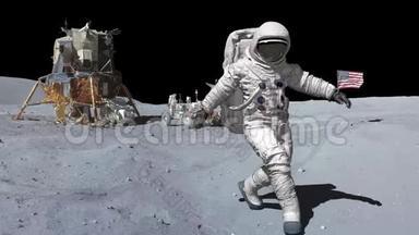 宇航员在月球上跳舞。 这段视频的元素由美国宇航局提供。
